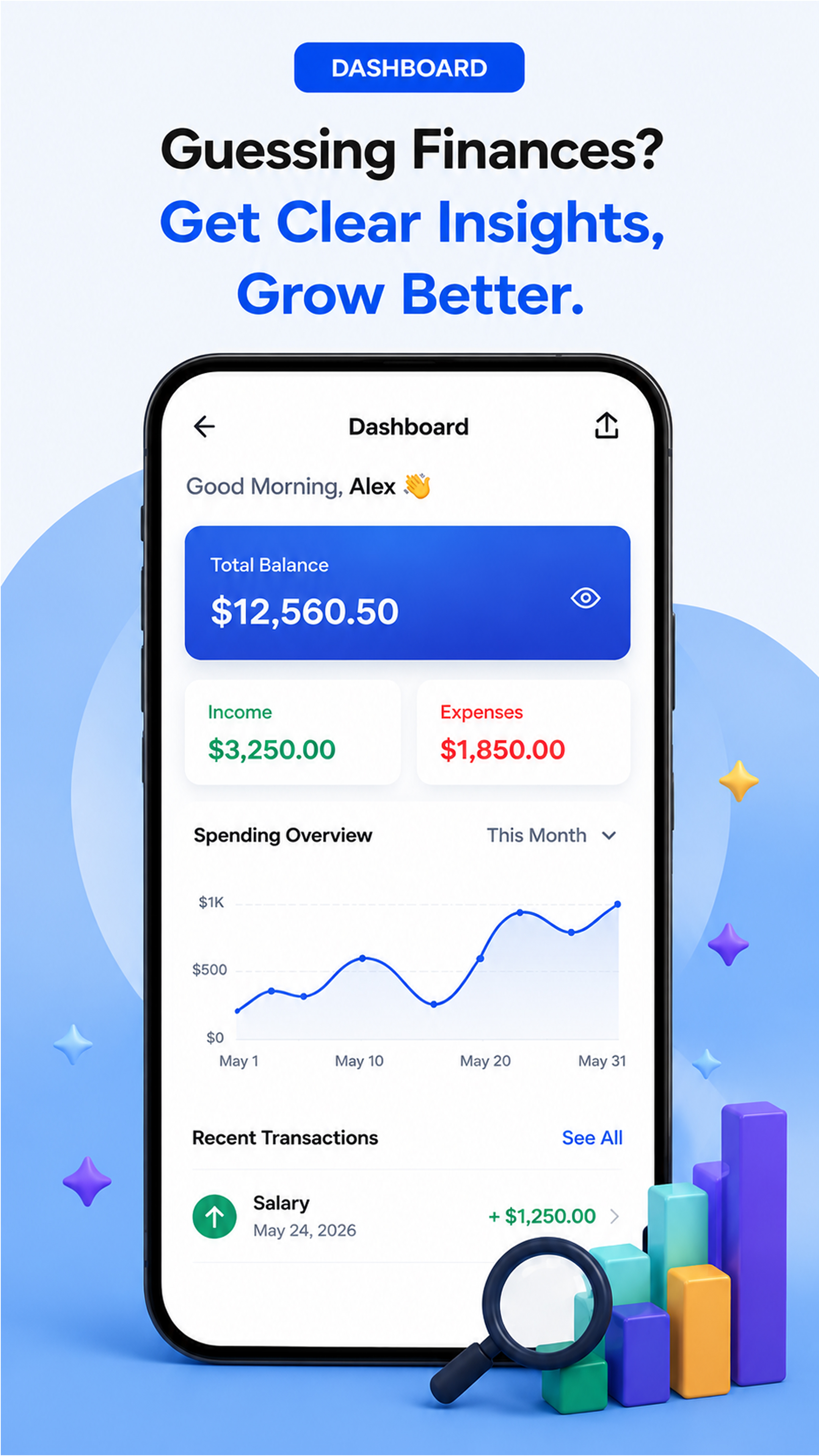 Smart Expense Tracker Dashboard and Net Growth